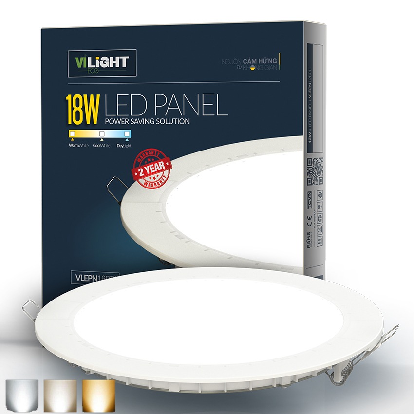 Đèn Led panel 18W âm trần tròn đổi màu khoét lỗ 200mm VLEPN18DM1 VI-LIGHT