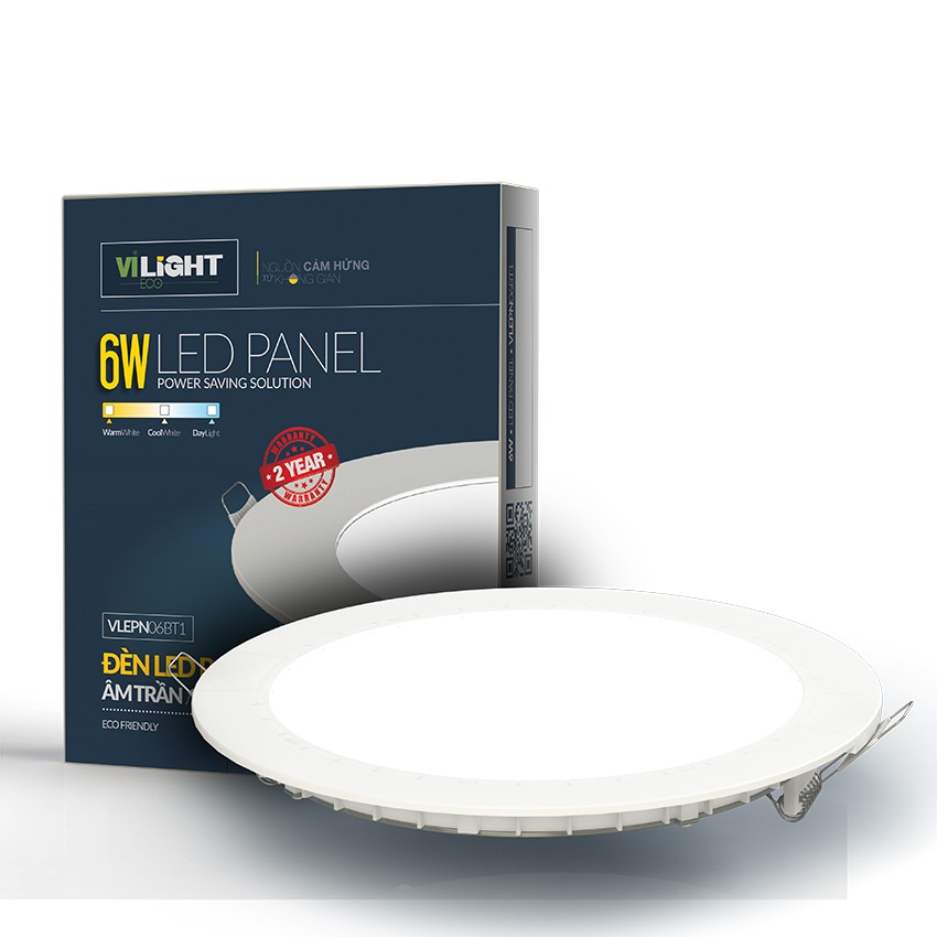 Đèn Led Panel 6W âm trần tròn khoét lỗ 100mm VLEPN06BT1 VI-LIGHT