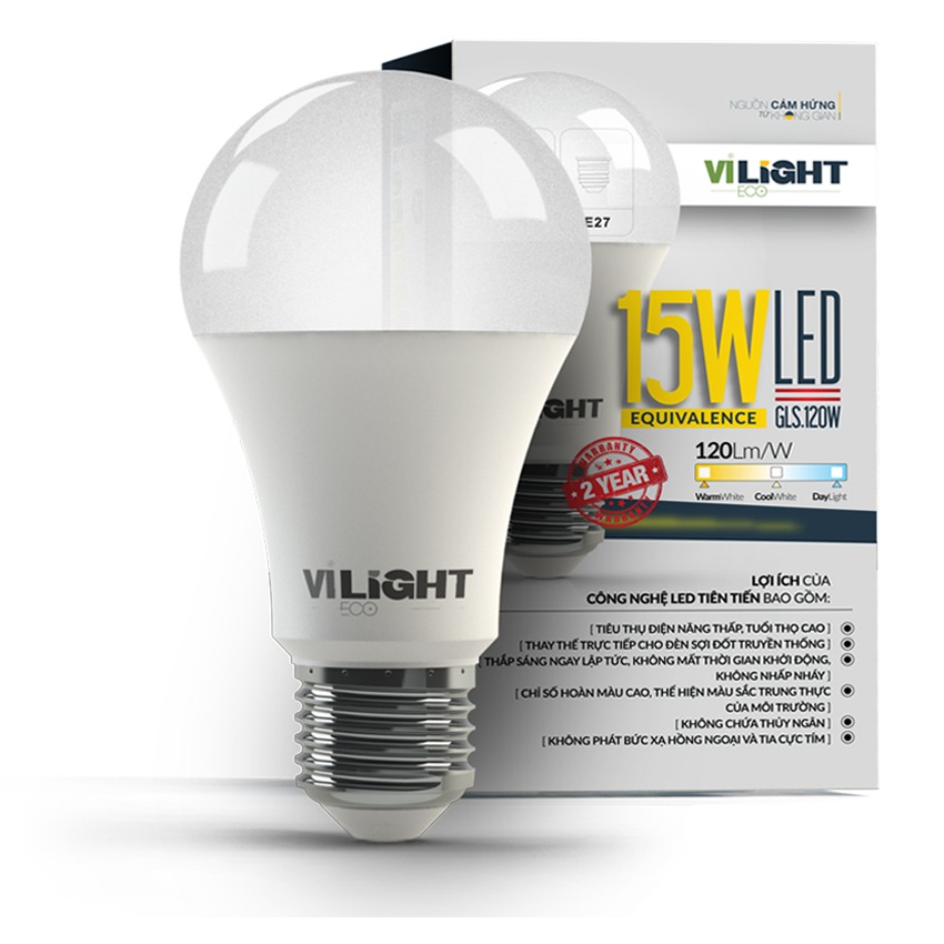 Đèn Led Bulb 15W VLEBU15BT1 VI-LIGHT ánh sáng vàng/ trung tính/ trắng