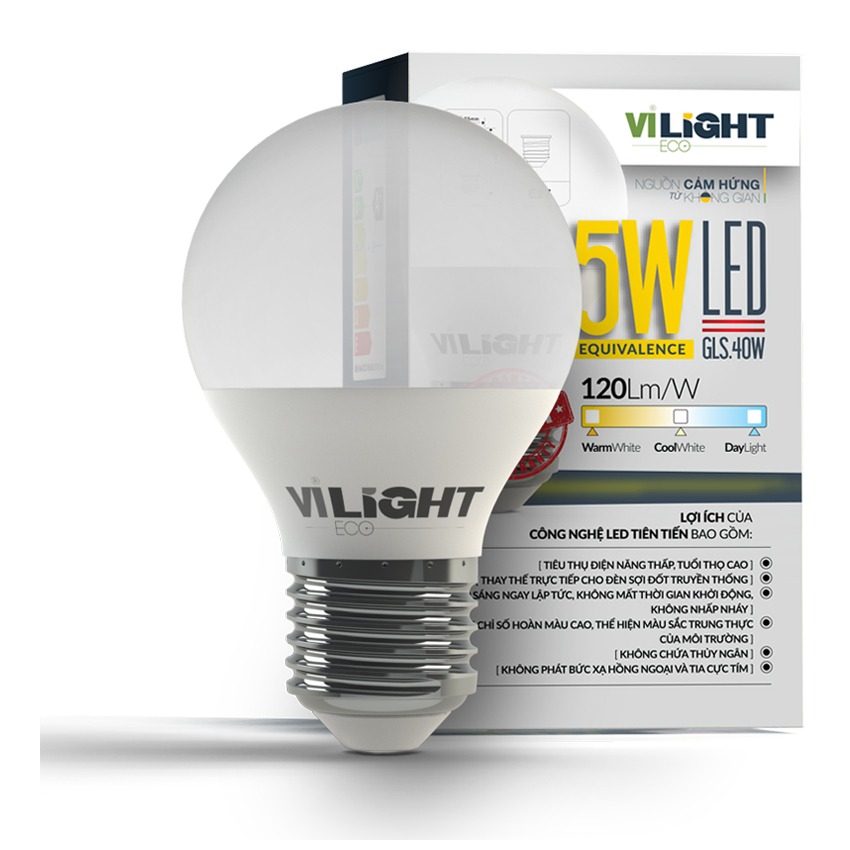 Đèn Led Bulb 5W VLEBU05BT1 VI-LIGHT ánh sáng vàng/ trung tính/ trắng
