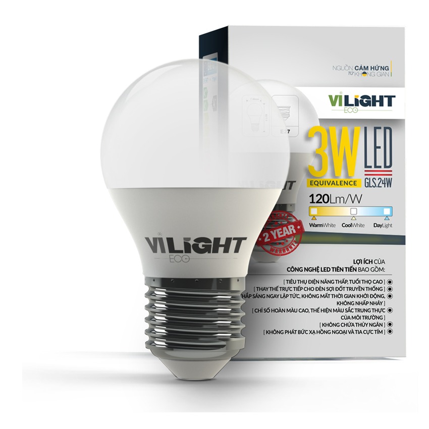 Đèn Led Bulb 3W VLEBU03BT1 VI-LIGHT ánh sáng vàng/ trung tính/ trắng